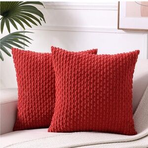 NIB 2 Packs Red Throw Pillow Covers‎ 22x22”